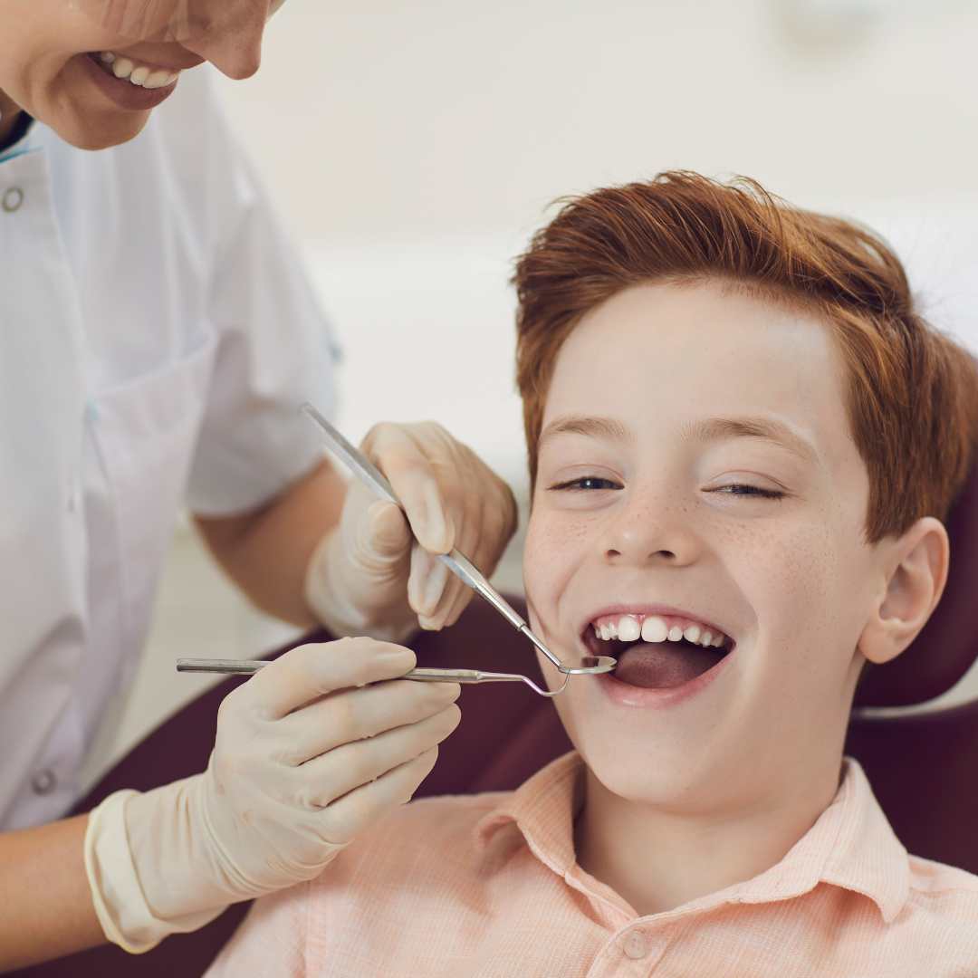 Child patient at dental checkup