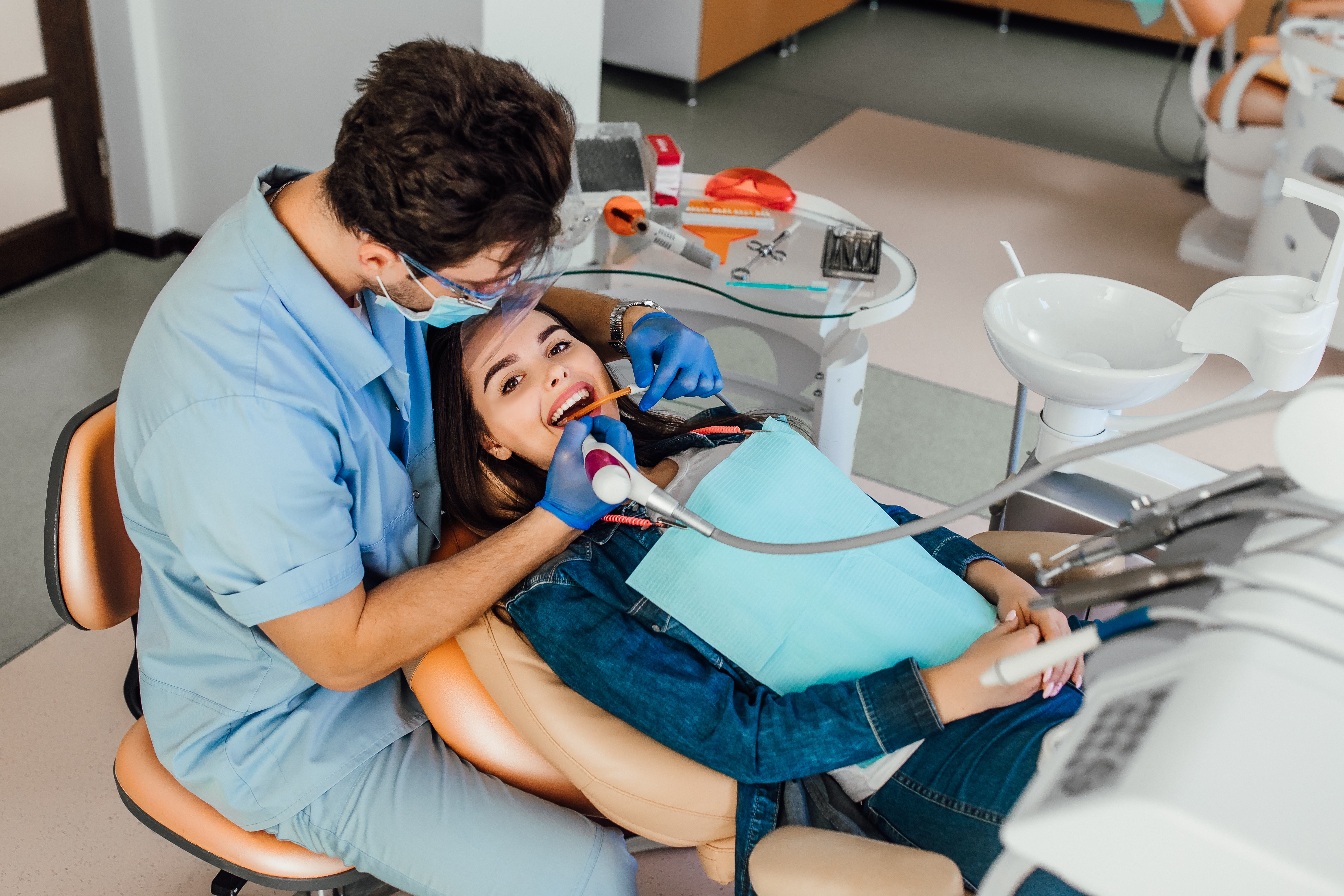 Female patient receiving dental care